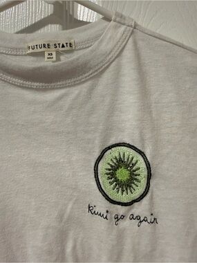 Future State White 'Kiwi Go Again' Embroidered Short Sleeve Tee